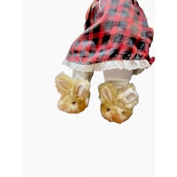 ABC Distributing Vtg Teddy Bear Dog Plushy Plaid Dress Bloomers Bunny Slippers - Picture 9 of 12
